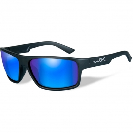 Wiley X ACPEA09 WX Peak Sunglasses - Matte Black Frame - Polarized Blue Mirror Lens