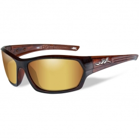 Wiley X SSLEG04 WX Legend Safety Glasses - Gloss Hickory Brown Frame- Polarized Venice Gold Mirror Lens