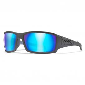Wiley X Twisted Sunglasses - Matte Grey Frame - Polarized Blue Mirror Lens