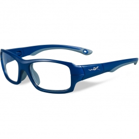 Wiley X YFFIE01 WX Fierce Safety Glasses - Matte Blue Indigo w/ Grey Frame - Clear Lens