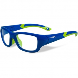 Wiley X YFFLA02 WX Flash Safety Glasses - Royal Blue/Lime Green Frame - Clear Lens