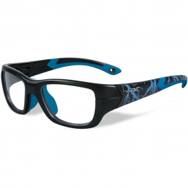 Wiley X YFFLA04 WX Flash Safety Glasses - Matte Black with Lightning/Electric Blue Frame - Clear Lens