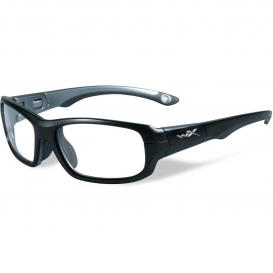 Wiley X YFGAM01 WX Gamer Safety Glasses - Matte Black w/ Dark Silver Frame - Clear Lens