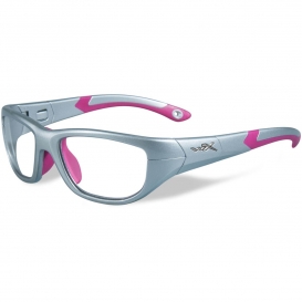 Wiley X YFVIC01 WX Victory Safety Glasses - Silver/Magenta Frame - Clear Lens
