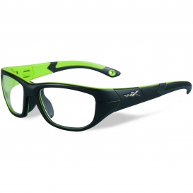 Wiley X YFVIC02 WX Victory Safety Glasses - Matte Black w/ Lime Green Frame - Clear Lens