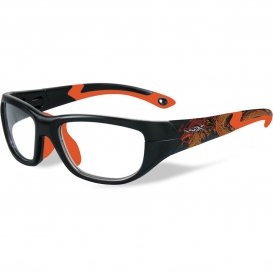 Wiley X YFVIC04 WX Victory Safety Glasses - Matte Black with Dragon / Sonic Orange Frame - Clear Lens
