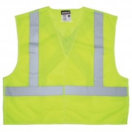 MCR Safety XCL2ML Type R Class 2 Breakaway X-Back Mesh Safety Vest - Yellow/Lime