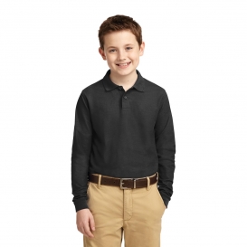 Port Authority Y500LS Youth Long Sleeve Silk Touch Polo - Black
