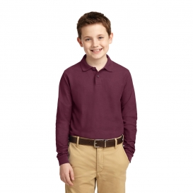 Port Authority Y500LS Youth Long Sleeve Silk Touch Polo - Burgundy