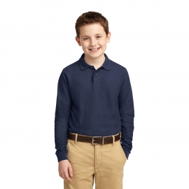Port Authority Y500LS Youth Long Sleeve Silk Touch Polo - Navy