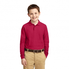 Port Authority Y500LS Youth Long Sleeve Silk Touch Polo - Red