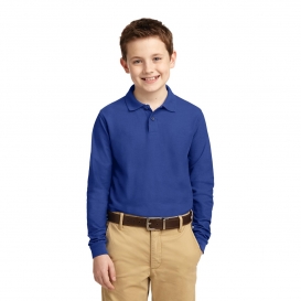 Port Authority Y500LS Youth Long Sleeve Silk Touch Polo - Royal