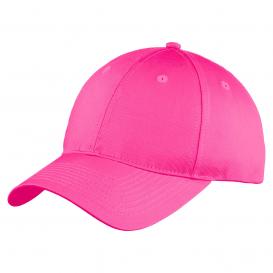 Port & Company YC914 Youth Six-Panel Unstructured Twill Cap - Neon Pink