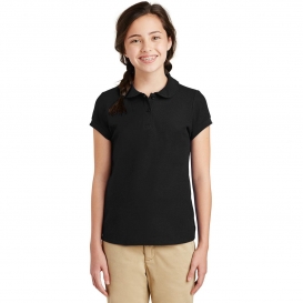 Port Authority YG503 Girls Silk Touch Peter Pan Collar Polo - Black