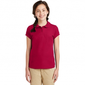 Port Authority YG503 Girls Silk Touch Peter Pan Collar Polo - Red
