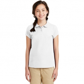 Port Authority YG503 Girls Silk Touch Peter Pan Collar Polo - White
