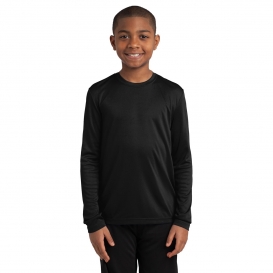 Sport-Tek YST350LS Youth Long Sleeve PosiCharge Competitor Tee - Black