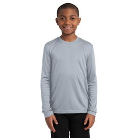 Sport-Tek YST350LS Youth Long Sleeve PosiCharge Competitor Tee - Silver