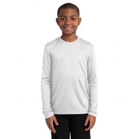 Sport-Tek YST350LS Youth Long Sleeve PosiCharge Competitor Tee - White