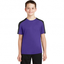Sport-Tek YST354 Youth PosiCharge Competitor Sleeve-Blocked Tee - Purple/Black