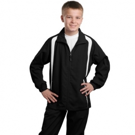 Sport-Tek YST60 Youth Colorblock Raglan Jacket - Black/White