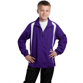 Sport-Tek YST60 Youth Colorblock Raglan Jacket - Purple/White