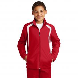 Sport-Tek YST60 Youth Colorblock Raglan Jacket - True Red/White