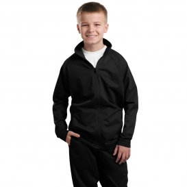 Sport-Tek YST90 Youth Tricot Track Jacket - Black/Black