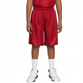 Sport-Tek YT565 Youth PosiCharge Mesh Reversible Spliced Shorts - True Red