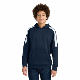 Sport-Tek YST255 Youth Sport-Wick Fleece United Pullover Hoodie - Navy/White