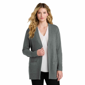 Port Authority LSW2890 Ladies Easy Care Open-Front Cardigan Sweater - Medium Heather Grey