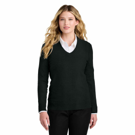 Port Authority LSW2850 Ladies Easy Care V-Neck Sweater - Deep Black