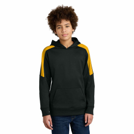 Sport-Tek YST255 Youth Sport-Wick Fleece United Pullover Hoodie - Black/Gold