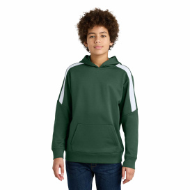 Sport-Tek YST255 Youth Sport-Wick Fleece United Pullover Hoodie - Forest Green/White