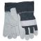 MCR Safety 1220D Economy Split Cowhide Leather Gloves - Denim Fabric Back