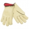 MCR Safety 3250 Grain Cowhide Leather Driver Gloves - Red Fleece Lined - Natural