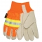 MCR Safety 3440 Luminator Grain Pigskin Leather Driver Gloves - Knit Wrist - Reflective Stripe