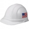 ERB by Delta Plus 19140 Omega II Cap Style with 6-Point Pinlock Suspension in White with American Flag Both Sides