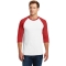 Gildan 5700 Heavy Cotton 3/4-Sleeve Raglan T-Shirt - White/Red