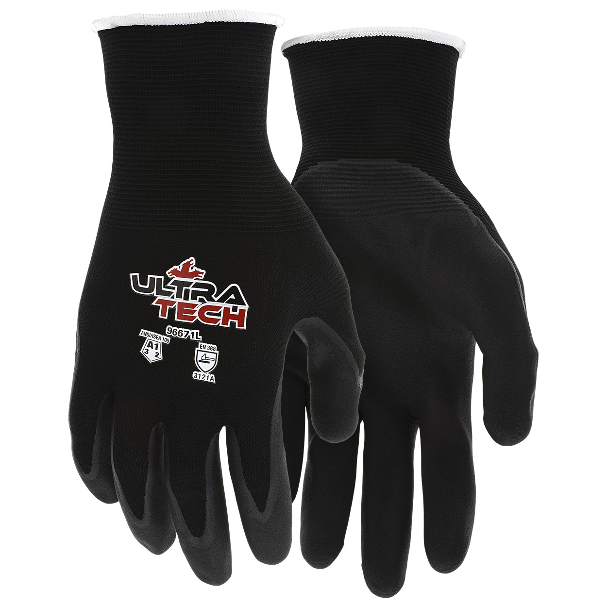MCR Safety 96671 UltraTech ESD Work Gloves - 21 Gauge Nylon Shell - Micro Foam Palm Coating