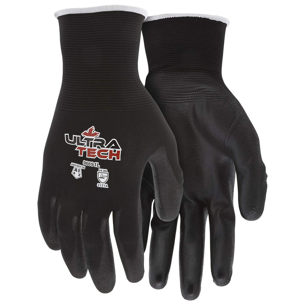 MCR Safety 96691 UltraTech ESD Work Gloves - 21 Gauge Nylon Shell - Polyurethane Palm Coating