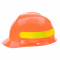 MSA 10102195 V-Gard Cap Style Hard Hat - 1 Touch Suspension - Hi-Viz Orange w/ Yellow/Green Stripe
