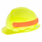 MSA 10102233 V-Gard Cap Style Hard Hat - Fas-Trac III Suspension - Hi-Viz Yellow/Green w/ Red/Orange Stripe