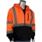 PIP 323-1370B Type R Class 3 Black Bottom Full Zip Hooded Safety Sweatshirt - Orange