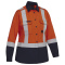 PIP 385WFRHS Bisley AR/FR Women's Long Sleeve Safety Shirt - Orange/Navy