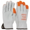 PIP 68-162HV Economy Grade Top Grain Cowhide Leather Drivers Gloves - Hi-Vis Fingertips and 