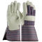 PIP 87-1663 Regular Grade Top Grain Cowhide Leather Palm Gloves with Fabric Back - Gauntlet Cuff