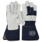 PIP IC8DP Ironcat Heavy Side Split Cowhide Leather Double Palm Gloves with Canvas Back - Rubberized Gauntlet Cuff