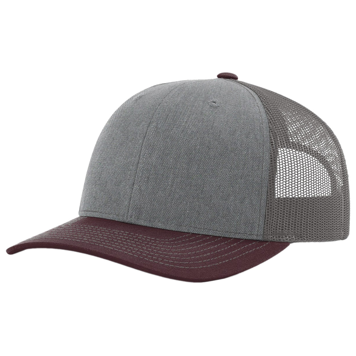 Richardson 112 Snapback Trucker Cap - Heather Grey/Charcoal/Maroon