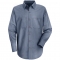 Red Kap SP14 Men's Industrial Stripe Poplin Work Shirt - Long Sleeve - Grey/Blue Stripe
